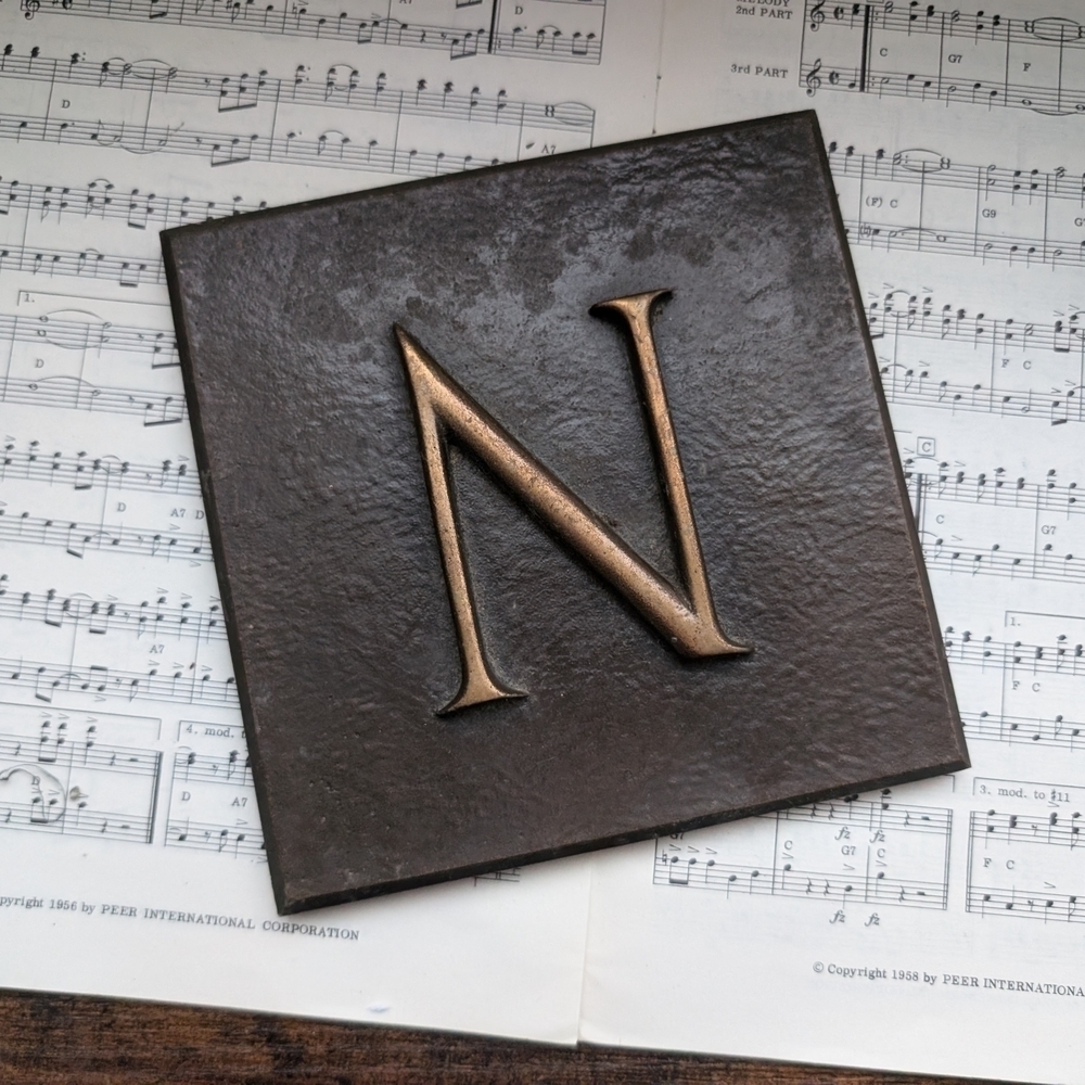 Grave Marker Bronze Letter N Decorative Plaque